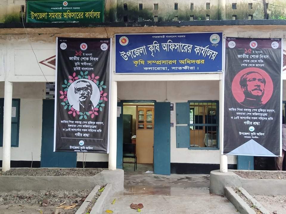 কলারোয়ায় জাতির পিতা ও ১৫ আগস্টের সকল শহীদদের প্রতি শ্রদ্ধা জ্ঞাপনের উদ্দ্যেশে ড্রপডাউন ব্যানার