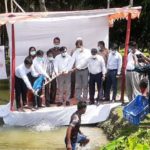 কলারোয়ায় ৫৩০ কেজি পোনামাছ অবমুক্ত