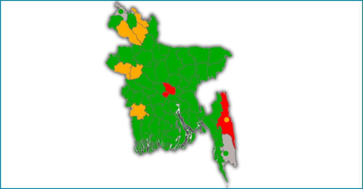 করোনার অতি ঝুঁকিতে ২,মধ্যম ঝুঁকিতে ৬ জেলা, গ্রিন জোনে সাতক্ষীরা