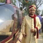 বিরামপুরে হেলিকপ্টার করে বিয়ে করতে এলেন প্রকৌশলী বর