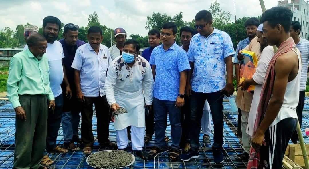 বিরামপুর প্রেসক্লাবের ছাদ ঢালাই কাজের উদ্বোধন