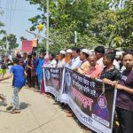 কলারোয়ায় শাহীন হত্যাকারিদের ফাঁসির দাবিতে মানববন্ধন