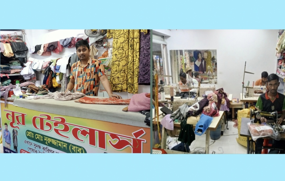 কলারোয়ায় ঈদকে সামনে রেখে ব্যস্ত সময় পার করছে দর্জি কারিগররা