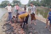 সড়কে নিম্নমানের কাজ, প্রতিবাদের মুখে পালাল ঠিকাদারের লোকজন