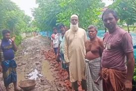 বড়দল ইউপি চেয়ারম্যান প্রার্থী গফুর সানার অর্থায়নে বেহাল সড়ক সংস্কার